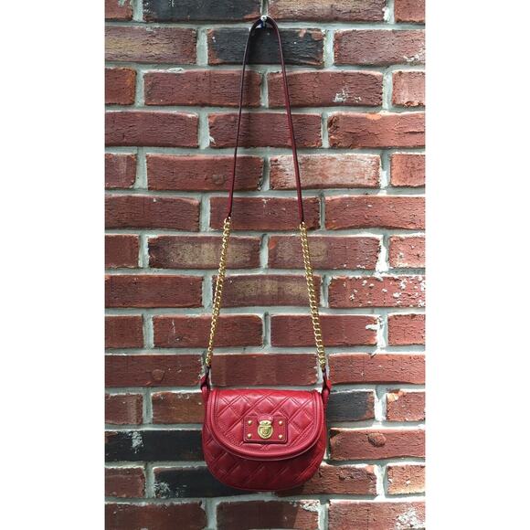 MARC JACOBS Red Quilted Leather Gold Crossbody Bag Shoulder Handbag - Picture 11 of 12
